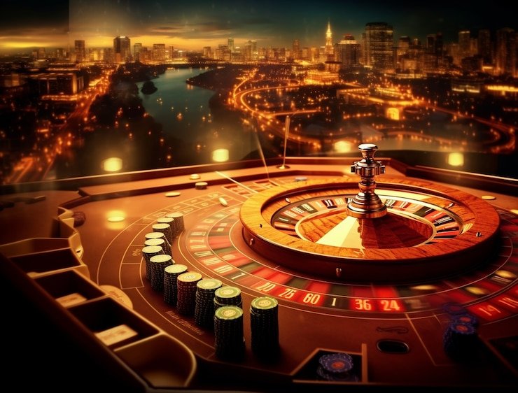 Dealer profesional ludototo menyiarkan permainan blackjack langsung dari studio multi-kamera